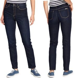 Eddie Bauer Revival High Rise Straight Jeans Aged Indigo Blue Curvy Fit Sz 2/ 26